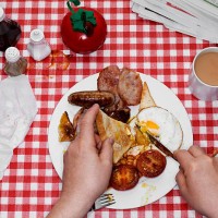 full english breakfast with tea - junk food stock pictures, royalty-free photos & images