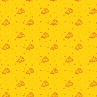 fun and modern seamless pattern of a pizza on a funky bright orange background - junk food stock illustrations