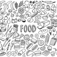 fun food sketchy doodles - food stock illustrations