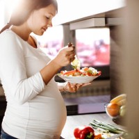 future mother eating healthy food - food stock pictures, royalty-free photos & images