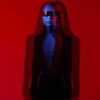 futuristic fashion woman with futuristic sunglasses in red glowing background - fashion stock pictures, royalty-free photos & images