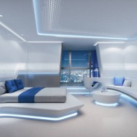 futuristic hotel room interior - home decoration stock pictures, royalty-free photos & images