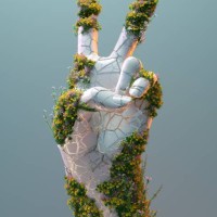 futuristic human hand covered by flowers pattern. - fashion stock pictures, royalty-free photos & images