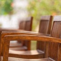 garden chairs in a restaurant - garden decoration stock pictures, royalty-free photos & images