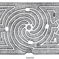 garden labyrinth from above - garden decoration stock illustrations