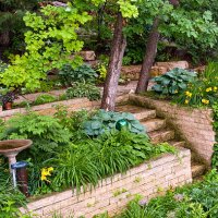garden retaining walls - garden decoration stock pictures, royalty-free photos & images