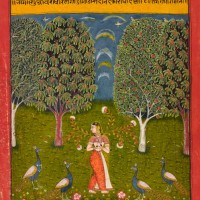 Gauri Ragini, folio from a Ragamala, circa 1650. Artist Unknown.