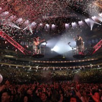 Gene Simmons, Eric Singer, Paul Stanley and Tommy Thayer of KISS perform during KISS: End of the Road World Tour at Madison Square Garden on December...