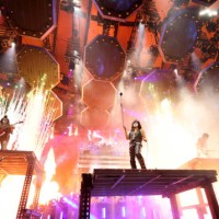 Gene Simmons, Eric Singer, Tommy Thayer and Paul Stanley of KISS perform during the final show of KISS: End of the Road World Tour at Madison Square...