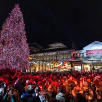 General view during the official 2023 Covent Garden Christmas lights launch on November 07, 2023 in London, England.