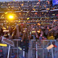 General view of fans as Taylor Swift performs on stage during her reputation Stadium Tour at Croke Park on June 15, 2018 in Dublin, Ireland.