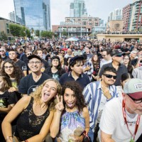 General view of the crowd as Crawlers perform on stage at Gallagher Square at Petco Park on August 11, 2024 in San Diego, California.