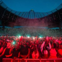 General view of the crowd during Wizkid's performs at Tottenham Hotspur Stadium on July 29, 2023 in London, England.