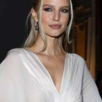 German blogger, model, entrepreneur and influencer Leonie Hanne guest at the Genny fashion show at Milan Fashion Week Women's Collection Fall Winter...