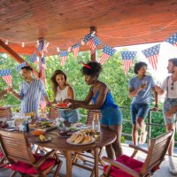 getting ready for 4th july - garden decoration stock pictures, royalty-free photos & images