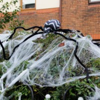 giant spider halloween decoration - garden decoration stock pictures, royalty-free photos & images