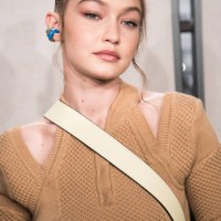 Gigi Hadid is seen backstage ahead of the Fendi show during Milan Fashion Week Spring/Summer 2019 on September 20, 2018 in Milan, Italy.