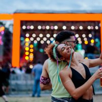 girl enjoying dancing at music festival - concert stock pictures, royalty-free photos & images