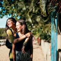 girlfriends discovering a beach town - travel stock pictures, royalty-free photos & images
