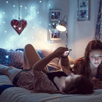 girls on phones - home decoration stock pictures, royalty-free photos & images