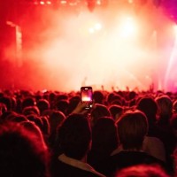 Global shot of the crowd attending a concert at le centquatre for the Inrocks Festival in Paris Ile de France on March 5, 2025. The 5 nights music...