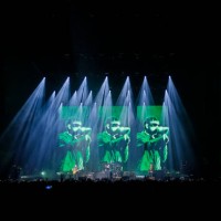 Graham Coxon, Damon Albarn, Dave Rowntree and Alex James perform during a concert at Movistar Arena on November 21, 2023 in Bogota, Colombia.