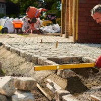 granite cobble path construction - home decoration stock pictures, royalty-free photos & images