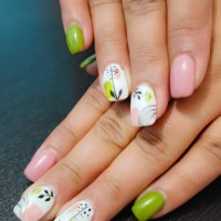 green and pink nails art - fashion stock pictures, royalty-free photos & images