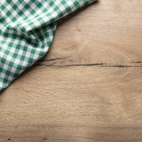 green checkered kitchen tablecloth on wooden table. - food stock pictures, royalty-free photos & images