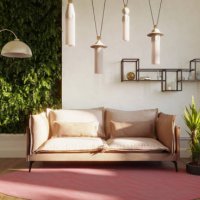 green living room with vertical garden - garden decoration stock pictures, royalty-free photos & images