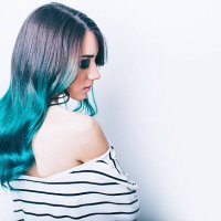 green ombre hair - hairstyle stock pictures, royalty-free photos & images