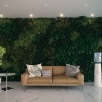 green waiting room with vertical garden - garden decoration stock pictures, royalty-free photos & images