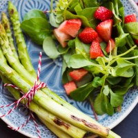 grilled asparagus with strawberries - food stock pictures, royalty-free photos & images