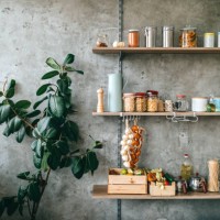 groceries in glass jars arranged on wooden shelves - home decoration stock pictures, royalty-free photos & images