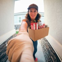 grocery delivery person - food stock pictures, royalty-free photos & images
