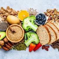 group of food with high content of dietary fiber arranged side by side - food stock pictures, royalty-free photos & images