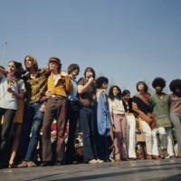 Group of people attending the 'be-in' in Central Park, in the Manhattan borough of New York City, New York, April 1968. The combined Peace Rally and...