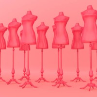 group of pink mannequins - fashion stock pictures, royalty-free photos & images
