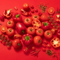 group of red vegetables isolated on red background - food stock pictures, royalty-free photos & images