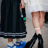 Guest wearing blue jelly sandals during Australian Fashion Week Presented By Pandora 2024 at Carriageworks on May 16, 2024 in Sydney, Australia.