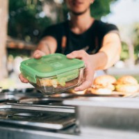 guests bring their own containers - junk food stock pictures, royalty-free photos & images