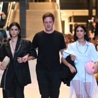 Guillaume Larquemain and models walk the runway at Vegan Fashion Week held at California Market Center on October 9, 2023 in Los Angeles, California.