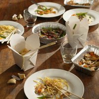 half-eaten chinese takeout dinner - junk food stock pictures, royalty-free photos & images