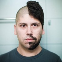 half shaved head - hairstyle stockfoto's en -beelden