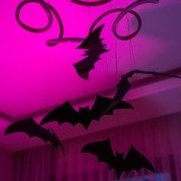 halloween decoration at home. bat from paper. - home decoration stock pictures, royalty-free photos & images