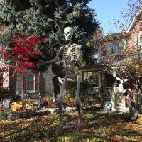 Halloween decorations are adorning the exterior of a house a few days before Halloween in Aurora, Ontario, Canada, on October 28, 2023.