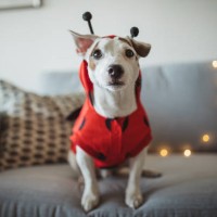 halloween hond - home decoration stockfoto's en -beelden