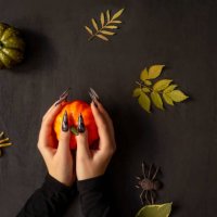 halloween nail art design,hands and decorations,russia - nails art stock pictures, royalty-free photos & images