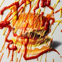 hamburger with ketchup and mustard - junk food stock pictures, royalty-free photos & images