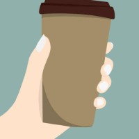 handmade illustration of a hand holding a recyclable cardboard coffee cup. - junk food stock pictures, royalty-free photos & images
